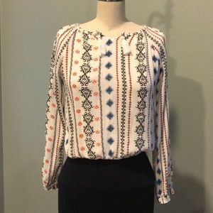 Printed peasant blouse